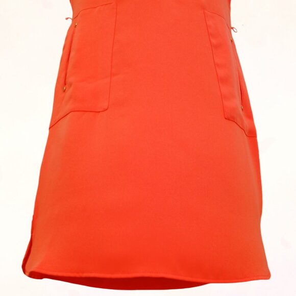 Calvin Klein Women Orange Colour Sleeveless Collar Pockets Shirt Midi Dress Sz 8 - Picture 6 of 13